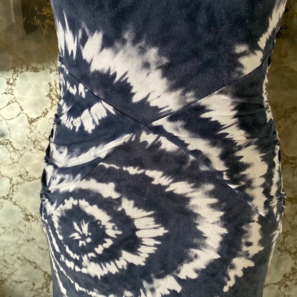 INC Like new blue tie die cotton sundress. Rouched at waist and very flattering. - Picture 2 of 4